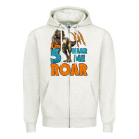 Oatmeal Heather i'm five hear me roar dinosaur birthday Zipper Hoodie - LillyAllenDesigns