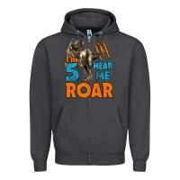 Smoke i'm five hear me roar dinosaur birthday Zipper Hoodie - LillyAllenDesigns