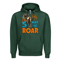 I'm Five Hear Me Roar Dinosaur Birthday Zipper Hoodie | Teevron