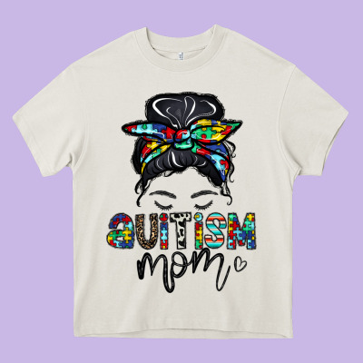 Autism Mom Heavy Core Tee Designed By Cowhidedigitalart