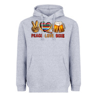 Heather Grey peace love beer Heavyweight Hoodie - NancyCooperArtShop