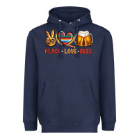 Navy peace love beer Heavyweight Hoodie - NancyCooperArtShop