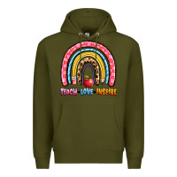 Army Green teach love inspire rainbow Premium Hoodie - Artiststas