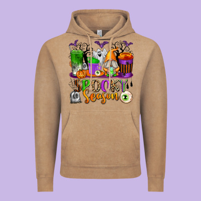 Spooky Season Coffee Cups Vintage Hoodie Designed By Texasbilliewilder