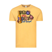 Vintage Mustard red white beer and boozed Vintage Tee - CowhideDigitalArt