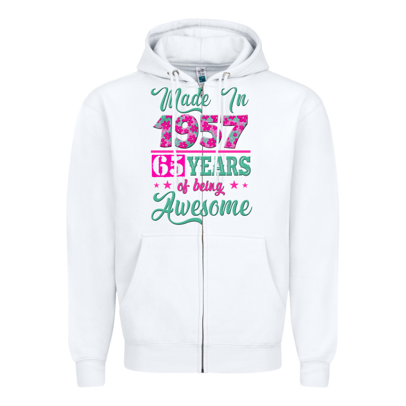 Made In 1957, 65 Years Of Being Awesome Kopya Zipper Hoodie by Jasminsmagicworld | Teevron