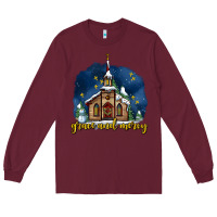 Burgundy Christmas church and snow grace and mercy Long Sleeve Tee - AdoDesignShop