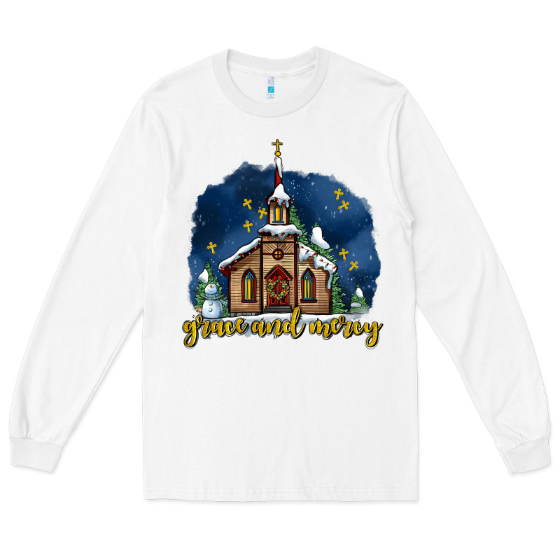 Christmas Church And Snow Grace And Mercy Long Sleeve Tee by AdoDesignShop | Teevron