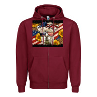 Burgundy Western 4th Of July Llama Background Zipper Hoodie - LillyAllenDesigns