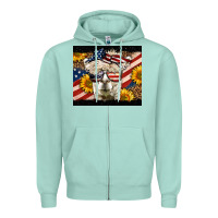 Seafoam Western 4th Of July Llama Background Zipper Hoodie - LillyAllenDesigns