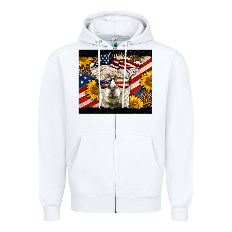 Western 4th Of July Llama Background Zipper Hoodie by LillyAllenDesigns | Teevron