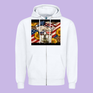 Western 4th Of July Llama Background Zipper Hoodie Designed By Lillyallendesigns