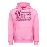 Fuchsia Pink nobody fights alone cancer Urban Hoodie - NancyCooperArtShop