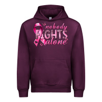 Mauve Wine nobody fights alone cancer Urban Hoodie - NancyCooperArtShop