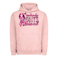 Pigment Salmon nobody fights alone cancer Urban Hoodie - NancyCooperArtShop
