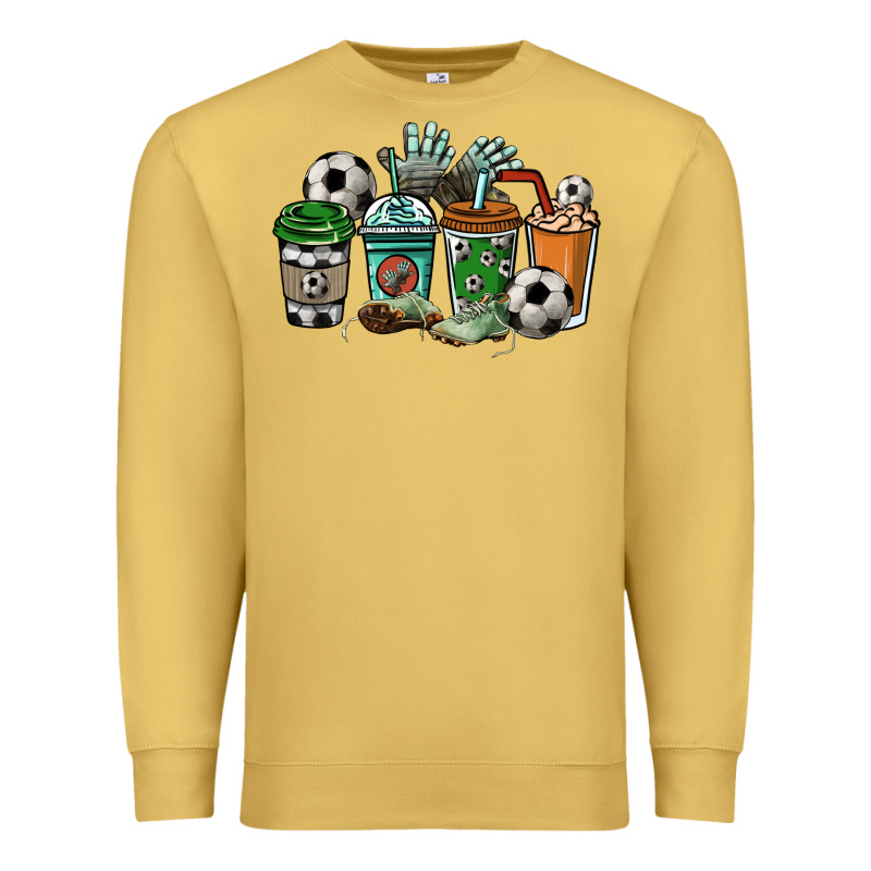 Soccer Coffee Cups Premium Sweatshirt by NancyCooperArtShop | Teevron