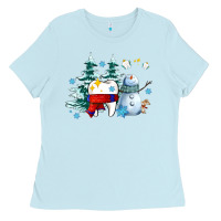 Baby Blue dental christmas teeth and winter with snowman Ladies Tee - AdoDesignShop