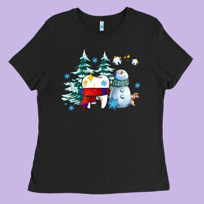 Dental Christmas Teeth And Winter With Snowman Ladies Tee Designed By Adodesignshop