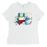 White dental christmas teeth and winter with snowman Ladies Tee - AdoDesignShop