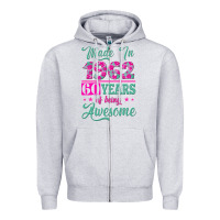 Heather Grey made in 1962, 60 years of being awesome Zipper Hoodie - Jasminsmagicworld
