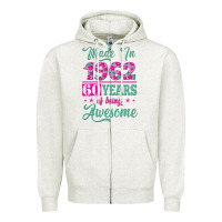 Oatmeal Heather made in 1962, 60 years of being awesome Zipper Hoodie - Jasminsmagicworld