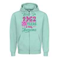 Seafoam made in 1962, 60 years of being awesome Zipper Hoodie - Jasminsmagicworld