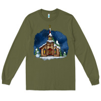 Christmas Church And Snow Long Sleeve Tee | Teevron
