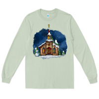 Matcha Christmas church and snow Long Sleeve Tee - AdoDesignShop