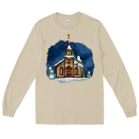 Mushroom Christmas church and snow Long Sleeve Tee - AdoDesignShop