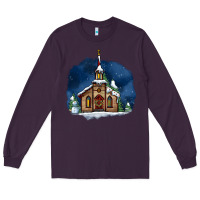 Plum Christmas church and snow Long Sleeve Tee - AdoDesignShop