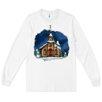 White Christmas church and snow Long Sleeve Tee - AdoDesignShop