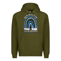 Army Green we wear blue for autism awareness accept understan Premium Hoodie - Artiststas