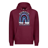 Burgundy we wear blue for autism awareness accept understan Premium Hoodie - Artiststas