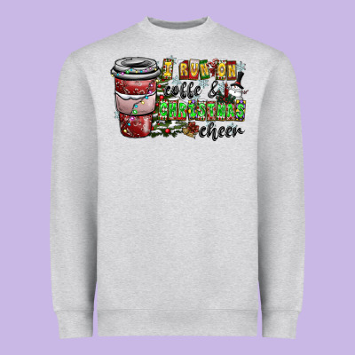 I Run On Coffee And Christmas Cheer Heavyweight Sweatshirt Designed By Cowhidedigitalart