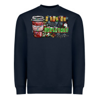 Navy I Run On Coffee And Christmas Cheer Heavyweight Sweatshirt - CowhideDigitalArt