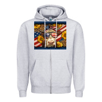 Heather Grey Western 4th Of July Cow Zipper Hoodie - LillyAllenDesigns