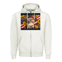 Oatmeal Heather Western 4th Of July Cow Zipper Hoodie - LillyAllenDesigns