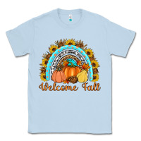 Dusty Blue Welcome Fall Rainbow Classic Tee - Artiststas
