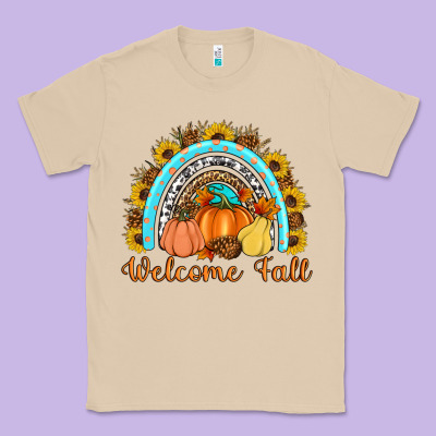 Welcome Fall Rainbow Classic Tee Designed By Artiststas