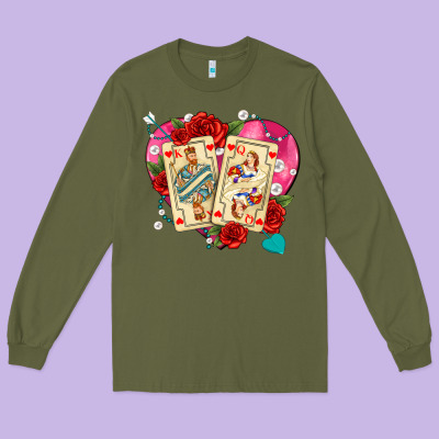 Playing Cards Roses And Pearls Long Sleeve Tee Designed By Adodesignshop