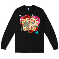 Black playing cards roses and pearls Long Sleeve Tee - AdoDesignShop