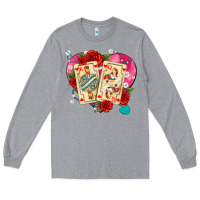 Heather Grey playing cards roses and pearls Long Sleeve Tee - AdoDesignShop