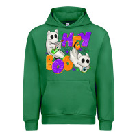 Emerald Hey Boo with Ghost Cats Urban Hoodie - texasbilliewilder