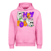 Fuchsia Pink Hey Boo with Ghost Cats Urban Hoodie - texasbilliewilder