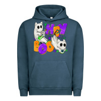 Pigment Midnight Navy Hey Boo with Ghost Cats Urban Hoodie - texasbilliewilder