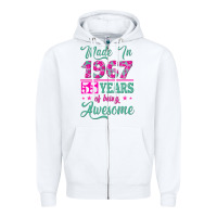 White made in 1967, 55 years of being awesome Zipper Hoodie - Jasminsmagicworld