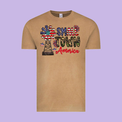Small Town America Vintage Tee Designed By Cowhidedigitalart