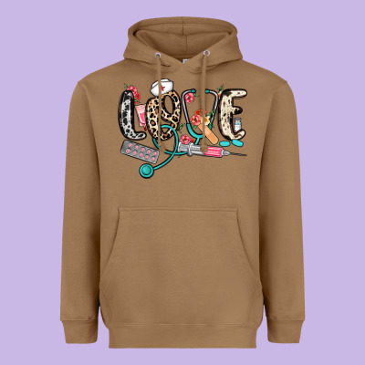 Love Nurse Heavyweight Hoodie Designed By Nancycooperartshop