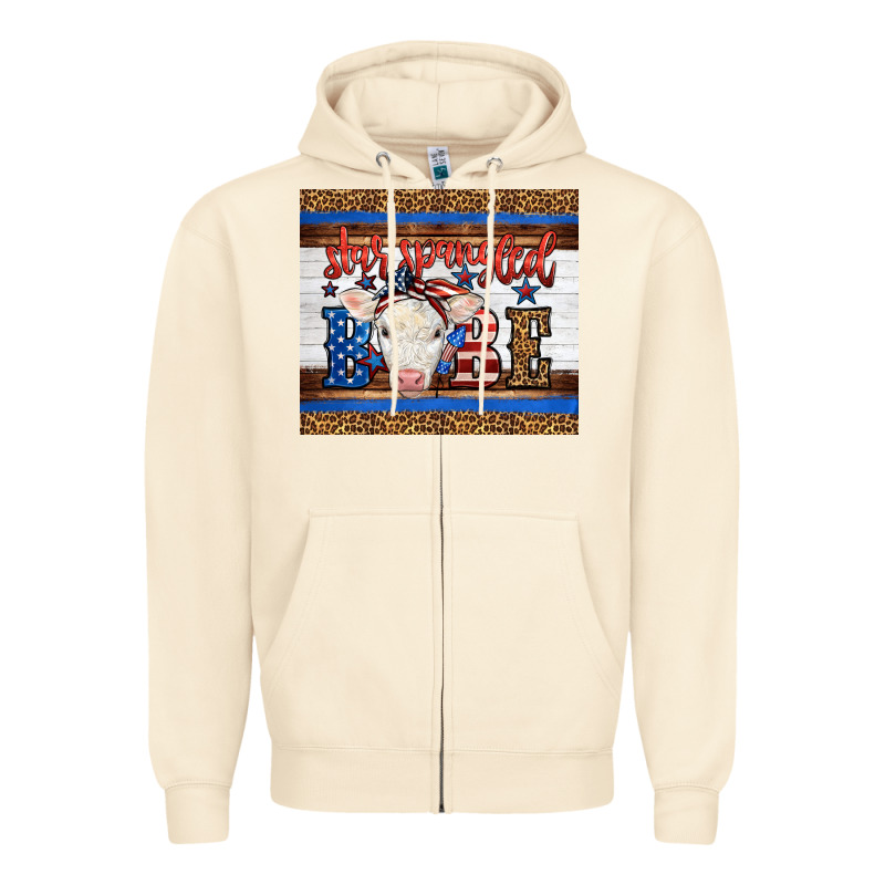 Western Star Spangled Baby Cow Zipper Hoodie by LillyAllenDesigns | Teevron
