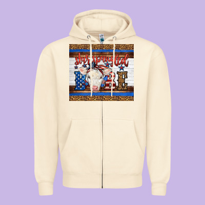 Western Star Spangled Baby Cow Zipper Hoodie Designed By Lillyallendesigns